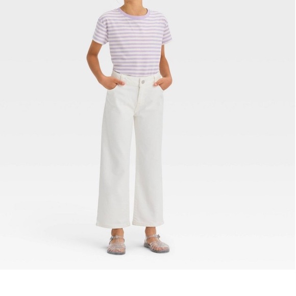 cat & Jack Girls Wide Leg Crop Stretch Jeans Size 12 - Picture 2 of 5